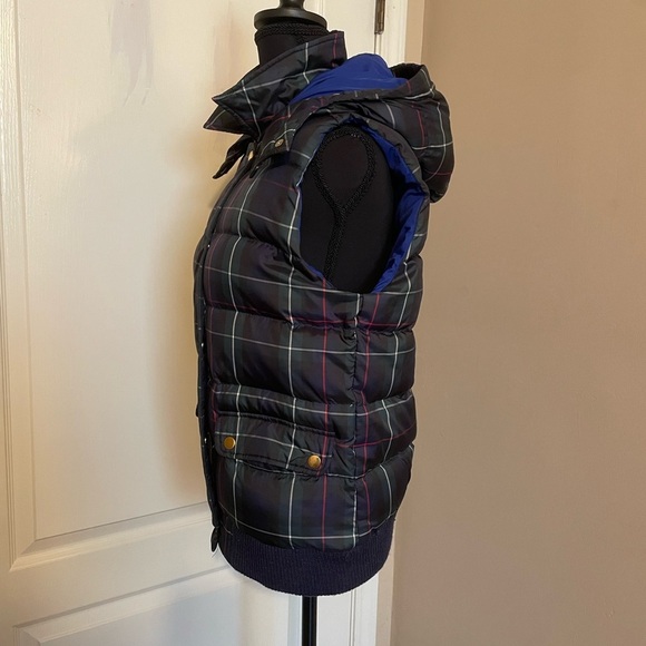 J. Crew Puffer Vest Women's Size S Quilted Stewart Tartan Plaid Pockets Full Zip - Picture 6 of 11